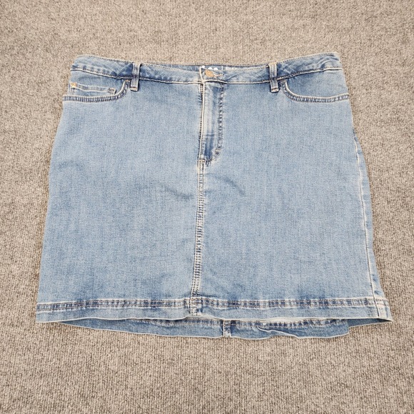 Lee Pants - Lee Denim Skort Womens 20M Blue Regular Fit Mid Rise Stretch Jean Skirt Shorts